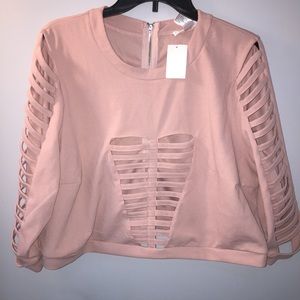 Cut out 3/4 Length Sleeve crop top